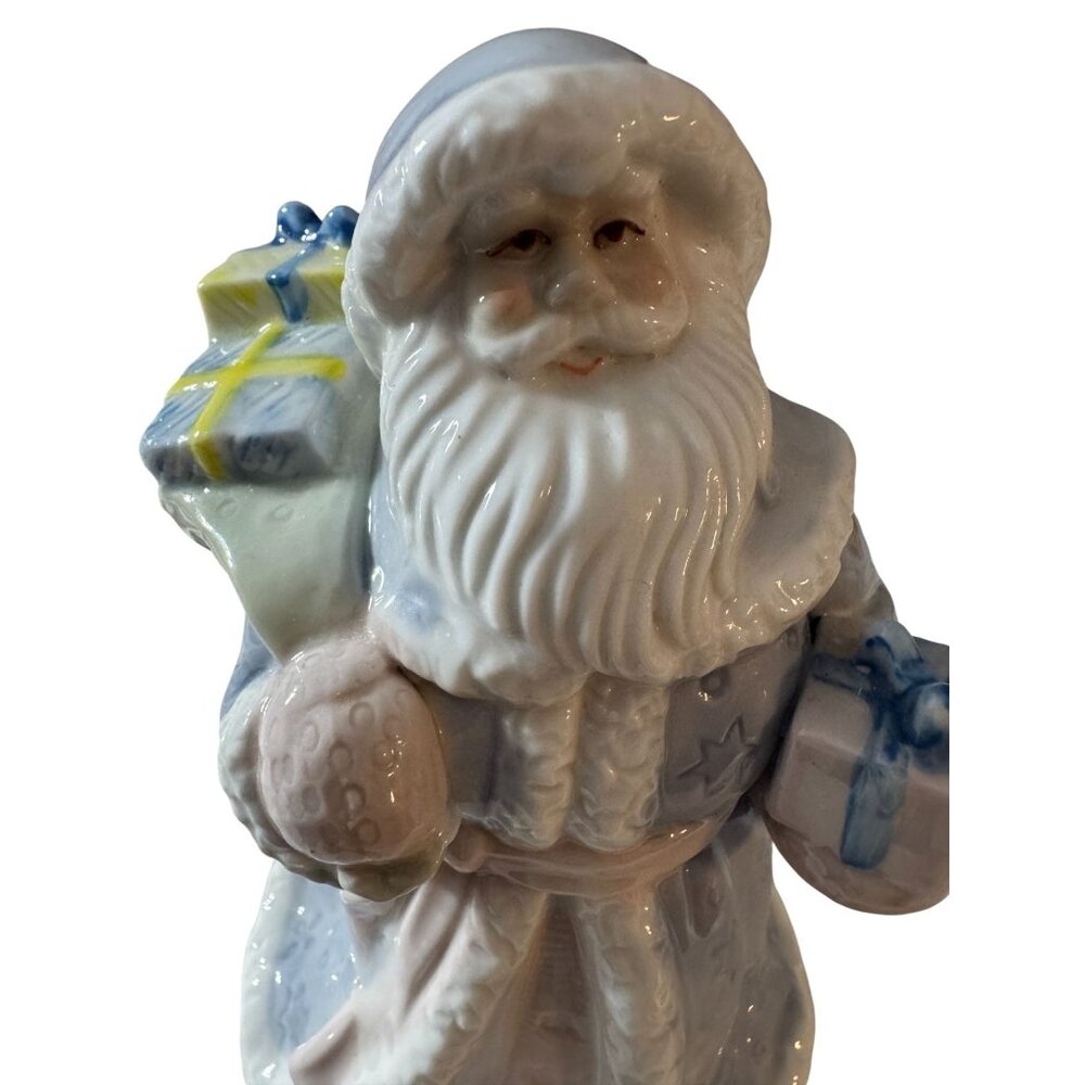 Porcelain Santa Claus Figurine Carrying Gifts Nobel Hall 1980s Holiday Decor Col